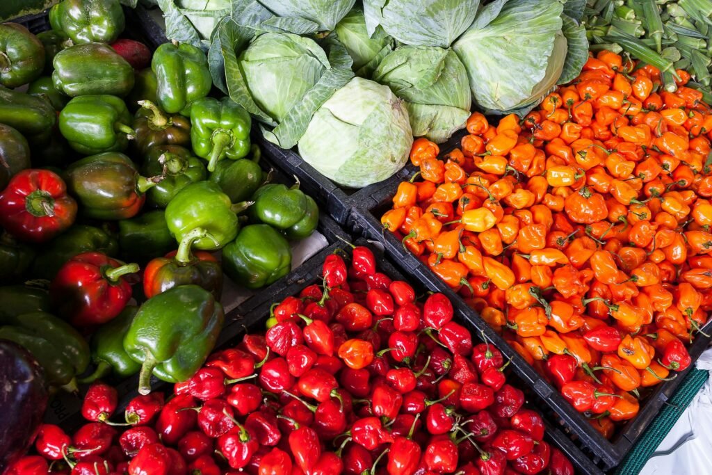Assorted Vegetable Store Displays to show food security in India