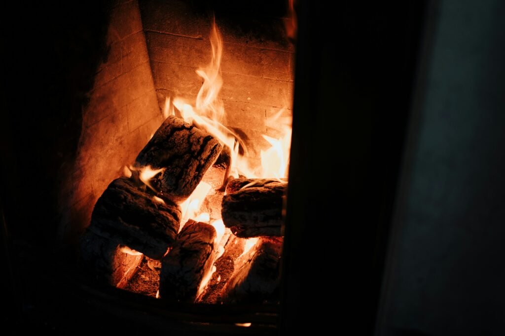 Burning Wood in Fire Pit