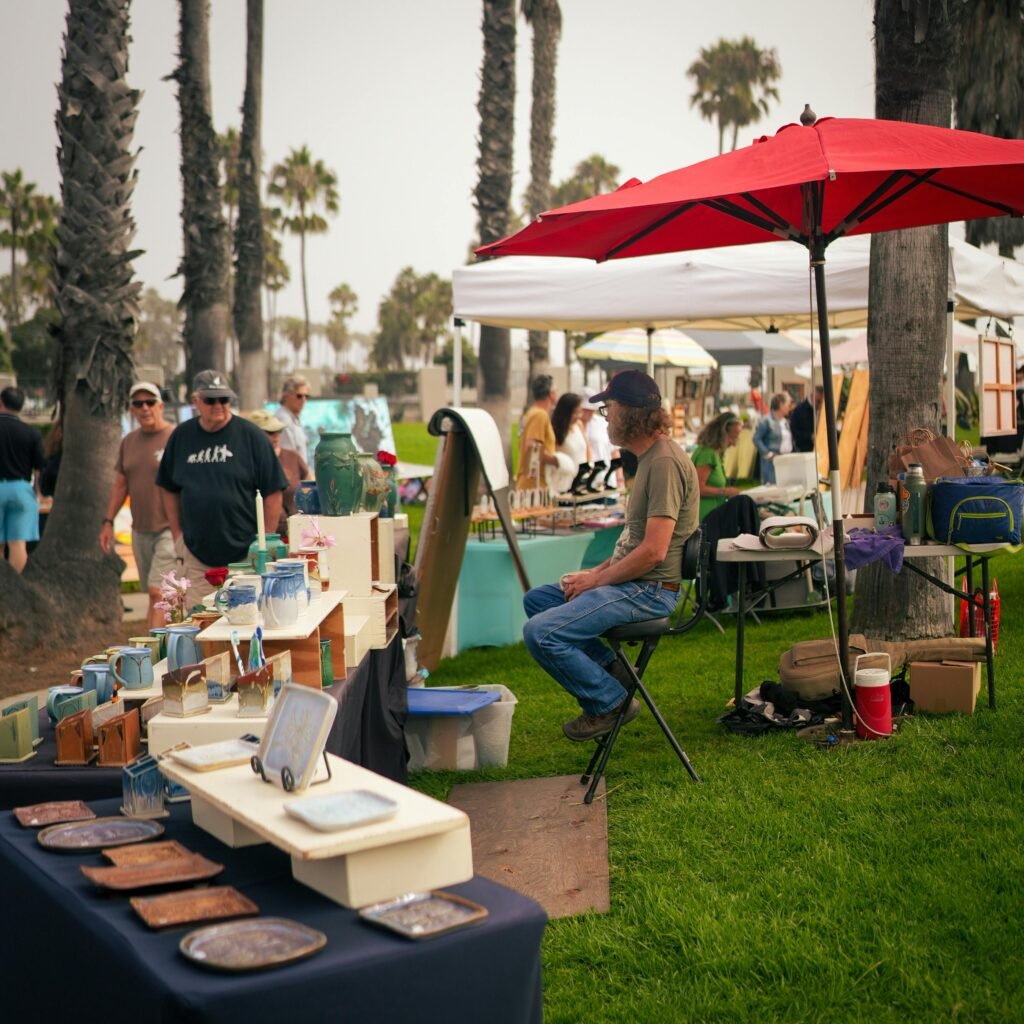 people shopping in garden; silent swap shops