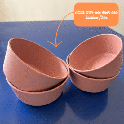Eco-Friendly 175ml Pink Bamboo Fiber Dessert Bowls, Pack of 4