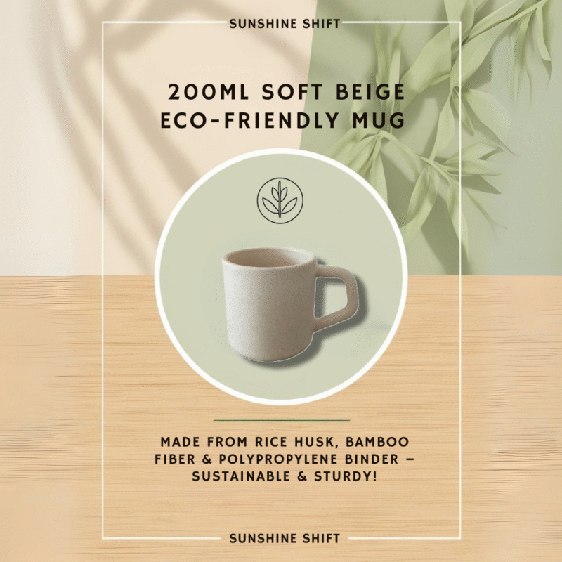 200ml Rice Husk Bamboo Fiber Mug – Soft Beige, Pack of 3 - Image 5