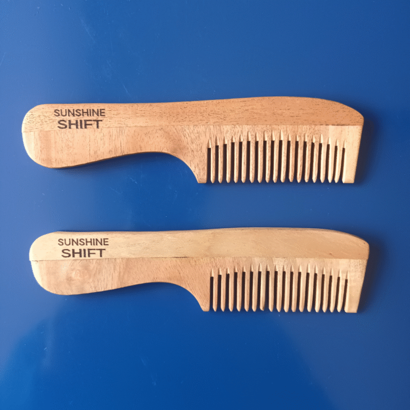 2 wide tooth neem wood combs