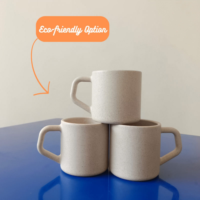 200ml Rice Husk Bamboo Fiber Mug – Soft Beige, Pack of 3 - Image 3