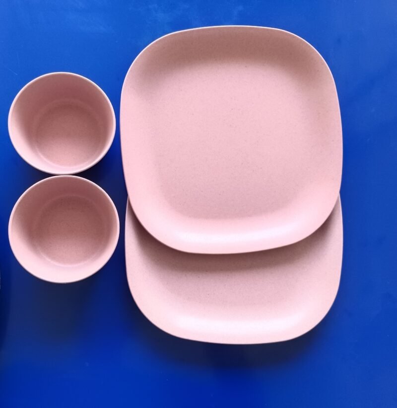 Pink Dinnerware Combo – 2 Half Plates (9-Inch) + 2 Dessert Bowls - Image 3