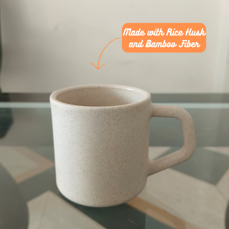 200ml Rice Husk Bamboo Fiber Mug – Soft Beige, Pack of 3 - Image 2